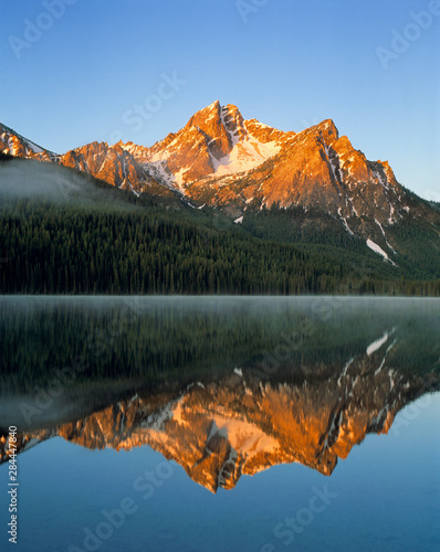 USA  Idaho  Sawtooth NRA. Stanley Lake reflects the Sawtooth Range in the Sawtooth NRA  Idaho.