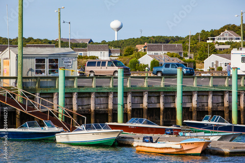 Boats in Wellfleet Harbor in Wellfleet, Massachusetts. Cape Cod. photo