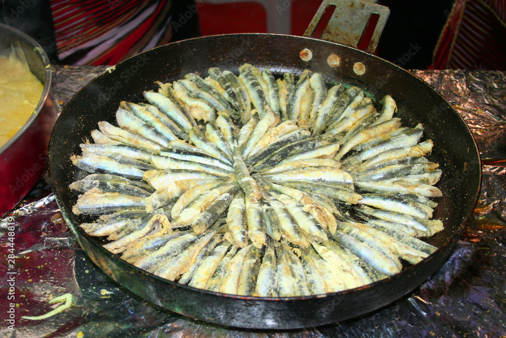 anchovies in pan