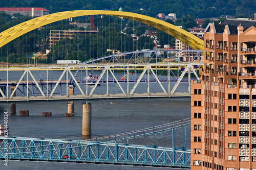 Series of bridges crossing Ohio River between Covington, KY and Cincinnati, Ohio photo