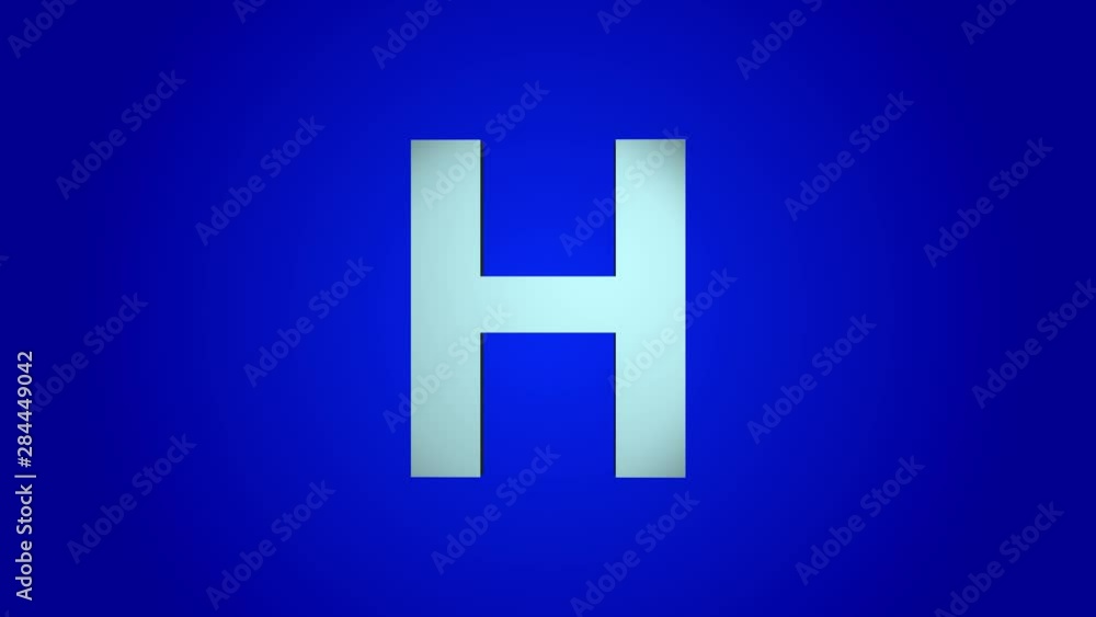 H letter 3D rotation on a blue background Alphabet H letter 3D rotation on a blue background Alphabet