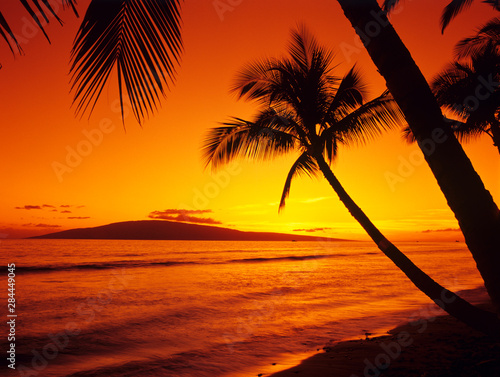Tropical sunset on the island of Maui, Hawaii. © Jerry Ginsberg/Danita Delimont