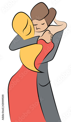a couplr hugging illustration vector photo
