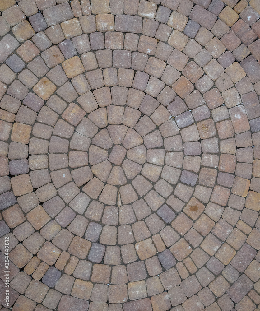 Background texture of paving slabs in circles