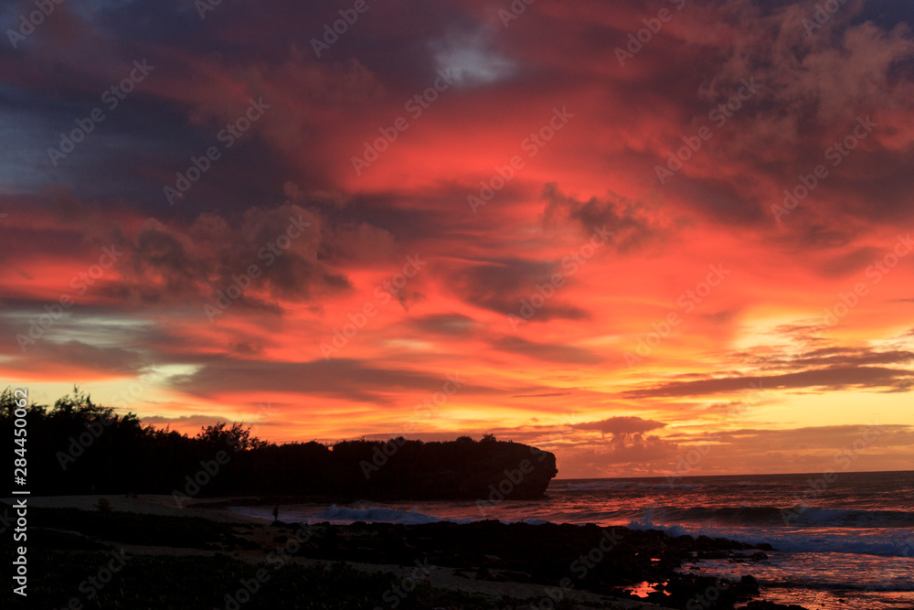 Beach Sunset. Kauai. Hawaii, Usa