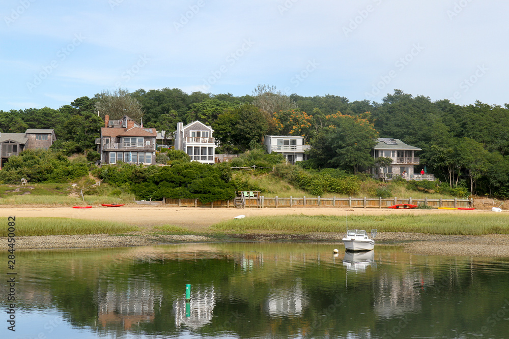 Homes overlooking the water and landscape, Wellfleet, Cape Cod, Massachusetts, USA