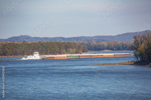 Barge (Dan Macmillan) on Mississippi River at Cape Girardeau, Missouri photo