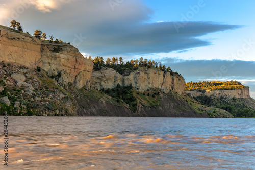 The Yellowstone River at sunrise in Billings, Montana, USA photo