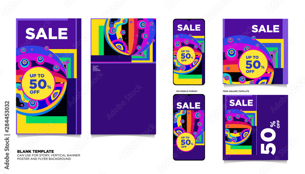 Fluid,Curvy, and Liquid Colorful Flat Summer Sale 50% discount Background. The Template can use for, landing page, template, ui, web, homepage, poster, banner, flyer. 