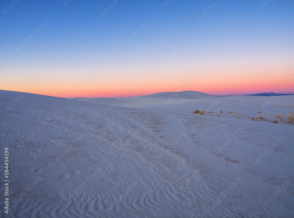 USA, New Mexico, White Sands National Monument, Sand Dune Patterns at Sunset