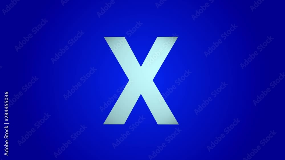 X letter 3D rotation on a blue background Alphabet X letter 3D rotation on a blue background Alphabet
