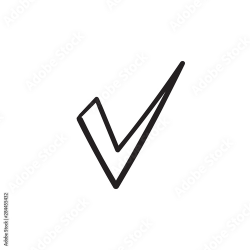 Check mark vector icon hand drawn doodle conccept