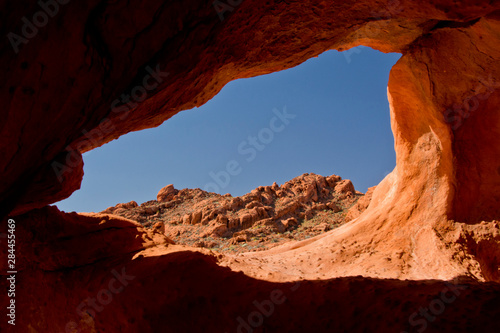 View, from Arch, East Entrance, Valley of Fires State Park, Overton, Nevada, USA