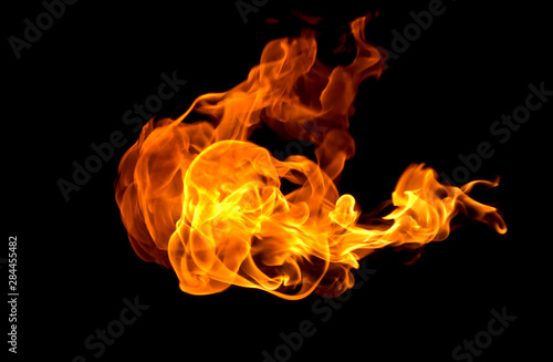 Fire flames collection isolated black background