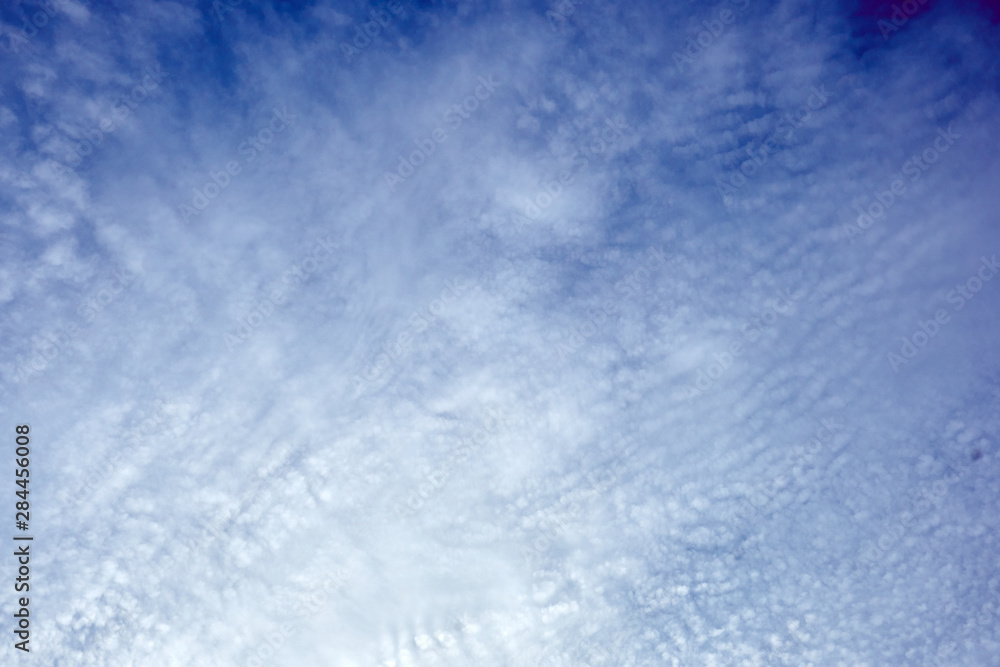 The cumulocirrus clouds in the blue sky of Jechun, South Korea.