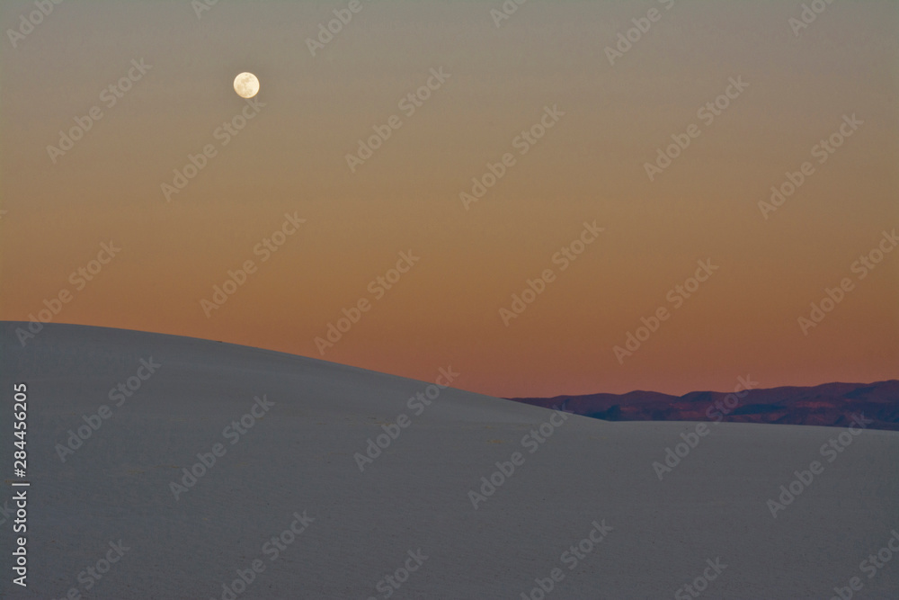 Moonrise, Twilight, Sacramento Mountains, White Sands National Monument, Alamogordo, New Mexico, USA