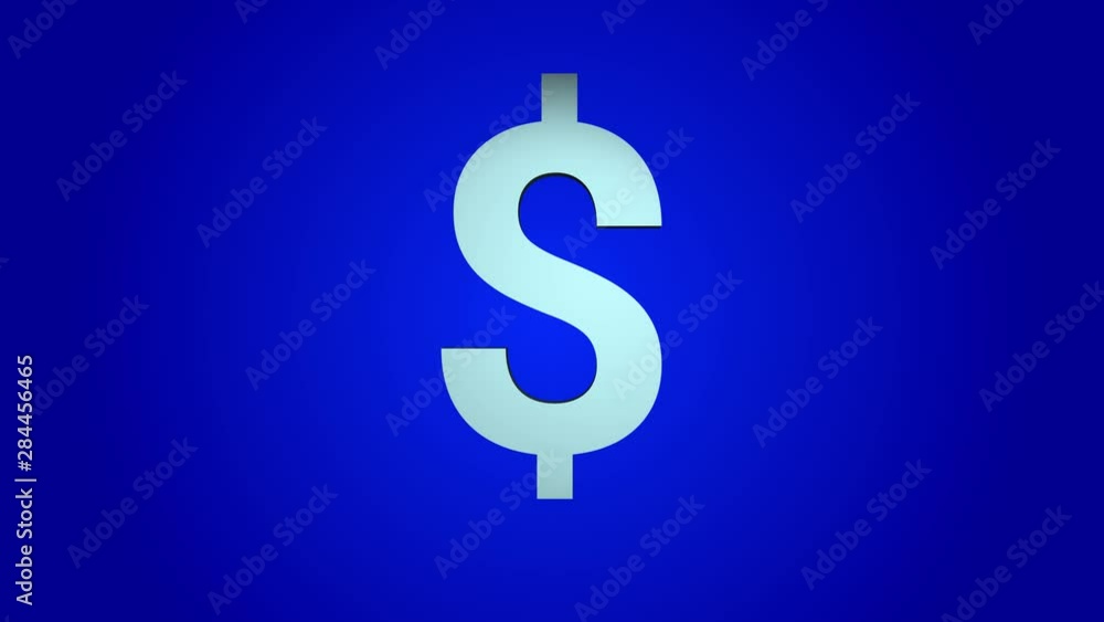 dollar sign buck symbol 3D animation on blue background dollar sign buck symbol 3D animation on blue background