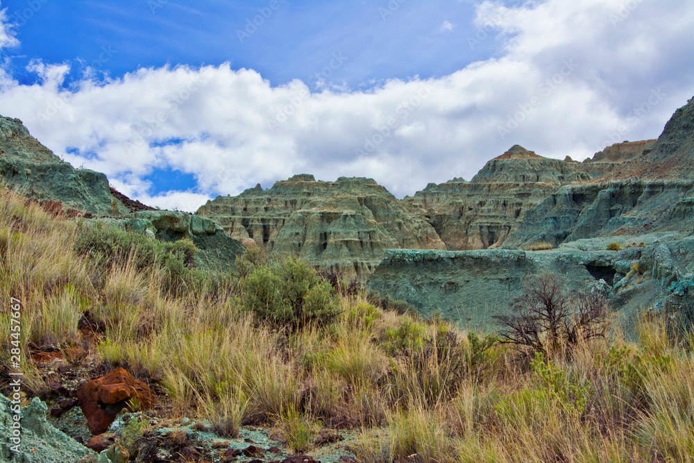 Obraz premium Hoodoos, Blue Basin, John Day Fossil Beds National Monument, Oregon, USA.