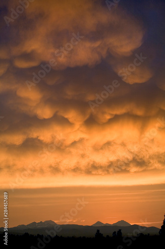USA  Oregon  Bend. Mammatus clouds  as seen here in central Oregon  are usually the sign of a passing storm.
