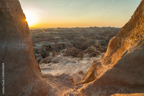 USA, South Dakota, Badlands National Park. Sunrise over eroded formations. Credit as: Cathy & Gordon Illg / Jaynes Gallery / DanitaDelimont.com