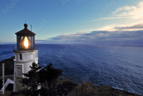 USA, Oregon, Heceta Head. The lighthouse at Heceta Head warns ships of the rocky Oregon coast.