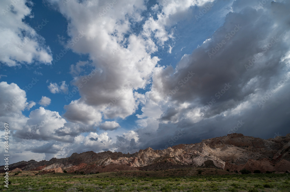 Usa, Utah, View of rock formations and summer storm clouds from the Burr Trail, Capital Reef National Park