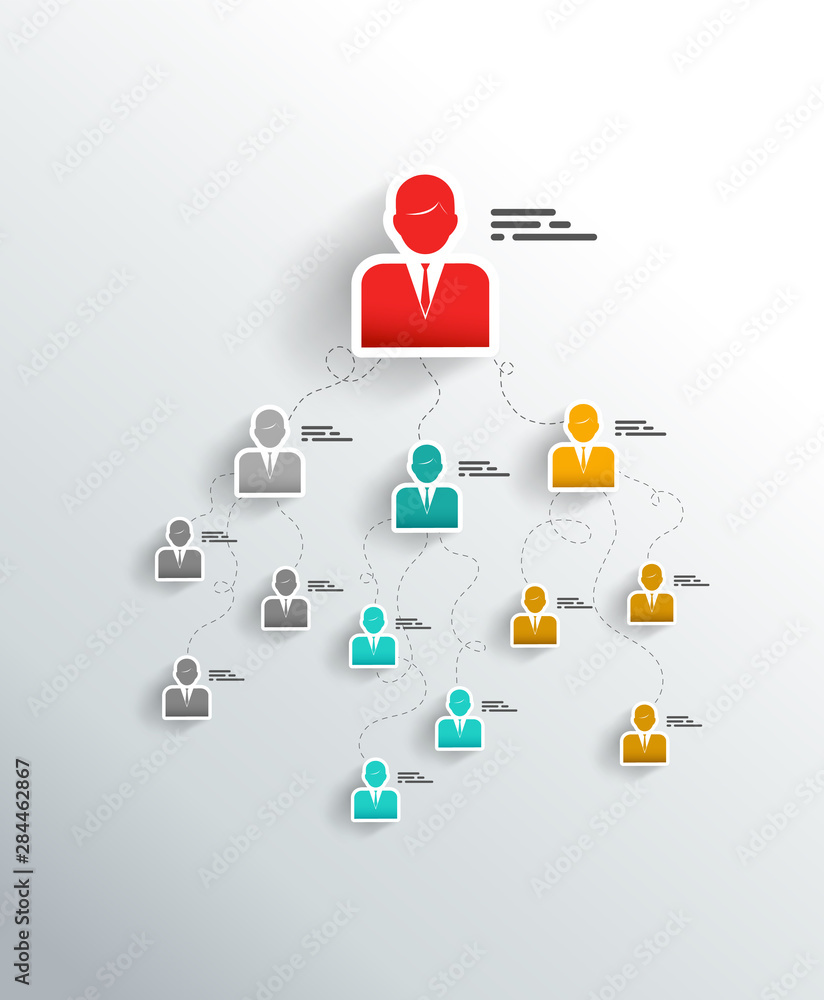 Isometric organization chart template with simple manager icons and place for names and positions. Isometric organization chart template with simple manager icons and place for names and positions.