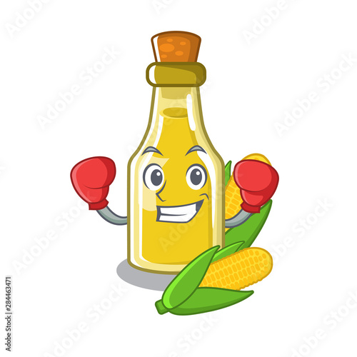 Boxing corn oil in a cartoon bowl