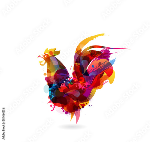 Fotografie, Obraz Colorful vector illustration of rooster.