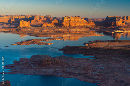 USA, Utah, Glen Canyon National Recreation Area. View from Alstrom Point Overlook, Dominguez Butte and Lake Powell