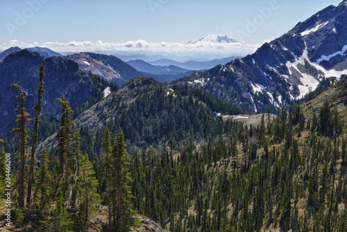 Washington Central Cascades, Esmeralda Basin. Landscape with Mount Rainier in distance.