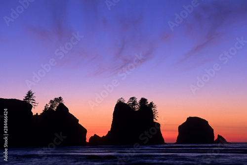 USA  Washington  Olympic National Park  Shi-shi Beach  Point of Arches  Pacific Coast  remote wilderness beach with dramatic seastacks.