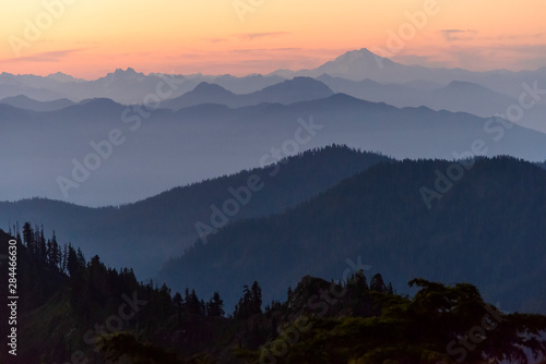 North Cascades, Washington State. Sunrise from Park Butte. Glacier Peak in the distance.
