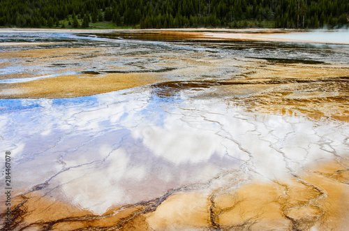 Spectacular Grand Prismatic Spring, one of the most dramatic of all thermal features in Yellowstone National Park, WY.