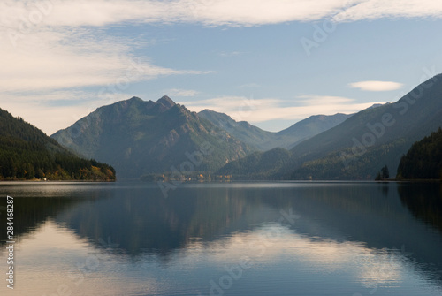 USA, WA, Olympic Peninsula. Lake Crescent is deep lake carved by glaciers. Located in northern section of Olympic National Park.