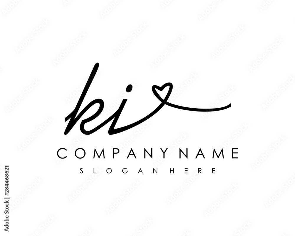 Obraz premium KI Initial handwriting logo vector