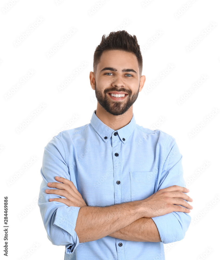 Portrait of handsome smiling man isolated on white Portrait of handsome smiling man isolated on white