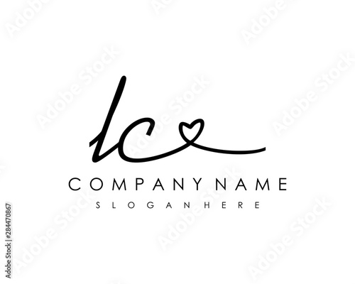 LC Initial handwriting logo vector