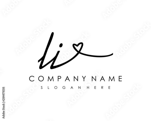 LI Initial handwriting logo vector
