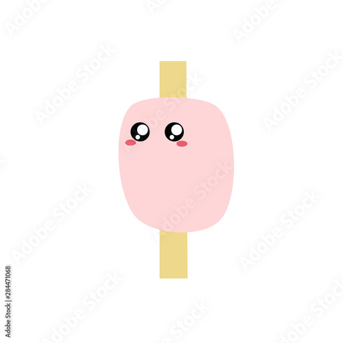 Helado rosa con carita tierna, kawaii
