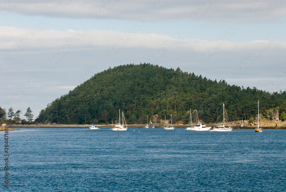 USA, WA, San Juans. Fossil Bay, Sucia Island. Appealing anchorage, well protected
