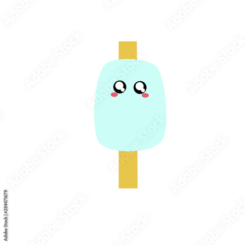 Helado celeste con carita tierna, kawaii