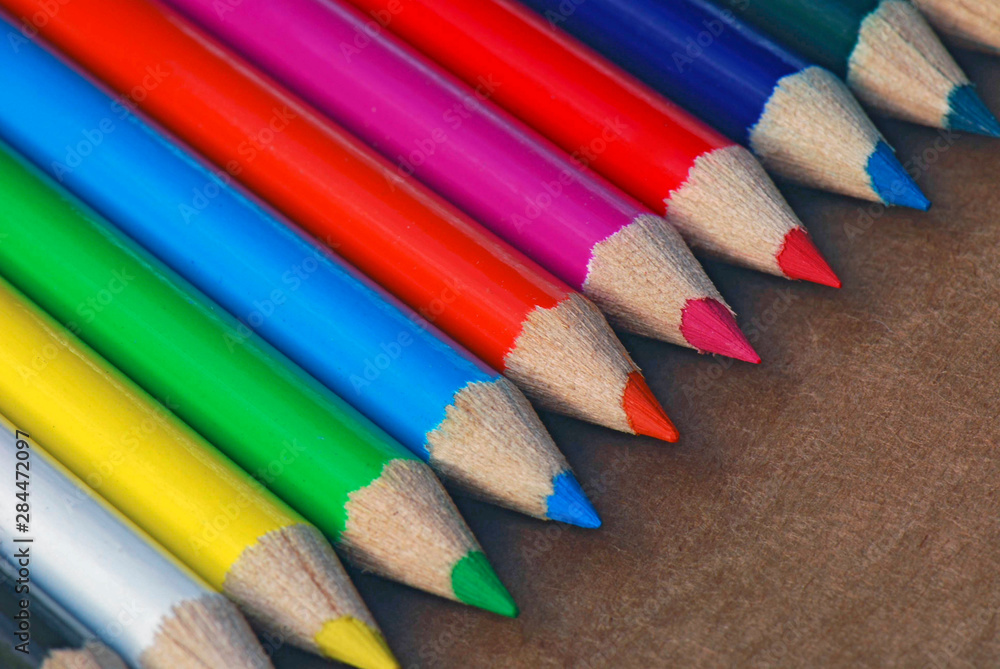 USA, Row of multicolored pencils on paper. Credit as: Steve Terrill / Jaynes Gallery / DanitaDelimont USA, Row of multicolored pencils on paper. Credit as: Steve Terrill / Jaynes Gallery / DanitaDelimont