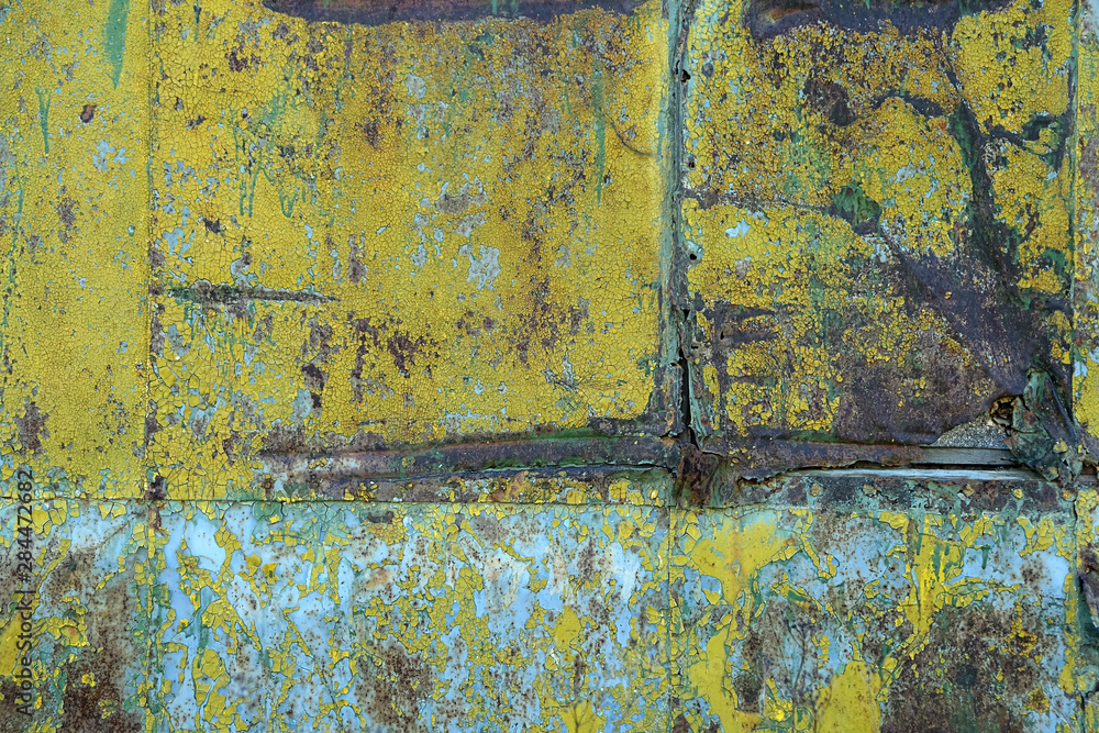 grunge green-yellow old dirty abstract Background. Oxidized Metal blue-green Copper Patina and iron oxide texture. Rusty iron metal texture surface. background for web design and wallpaper. soft focus