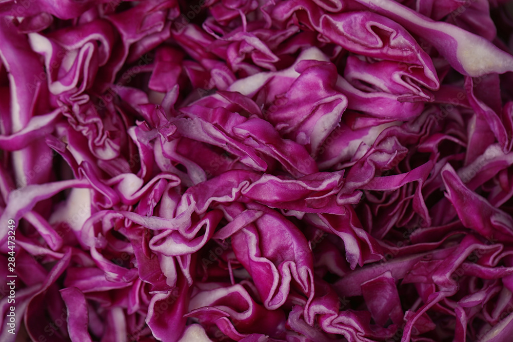Shredded red cabbage as background, closeup view Shredded red cabbage as background, closeup view