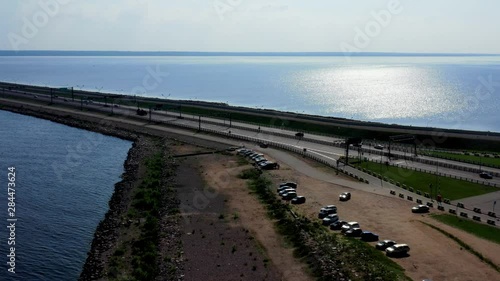 Wallpaper Mural Arial over blue water at the Dark Sea Crimea with ramp to landbridge Torontodigital.ca