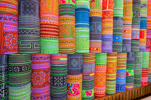 Handicrafts embroidered cloth with traditional pattern of ethnic minority Hmong in Vietnam © Hanoi Photography