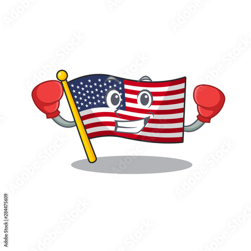 Boxing flag america isolated in the cartoon