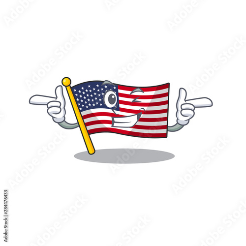 Wink flag america with the mascot shape
