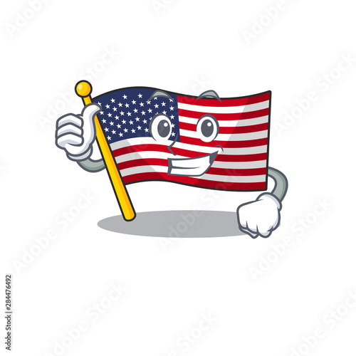 Thumbs up flag america with the mascot shape